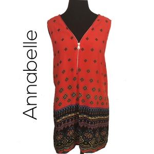 AnnaBelle Boho Zip V Neck Sleeveless Top, Size 2X